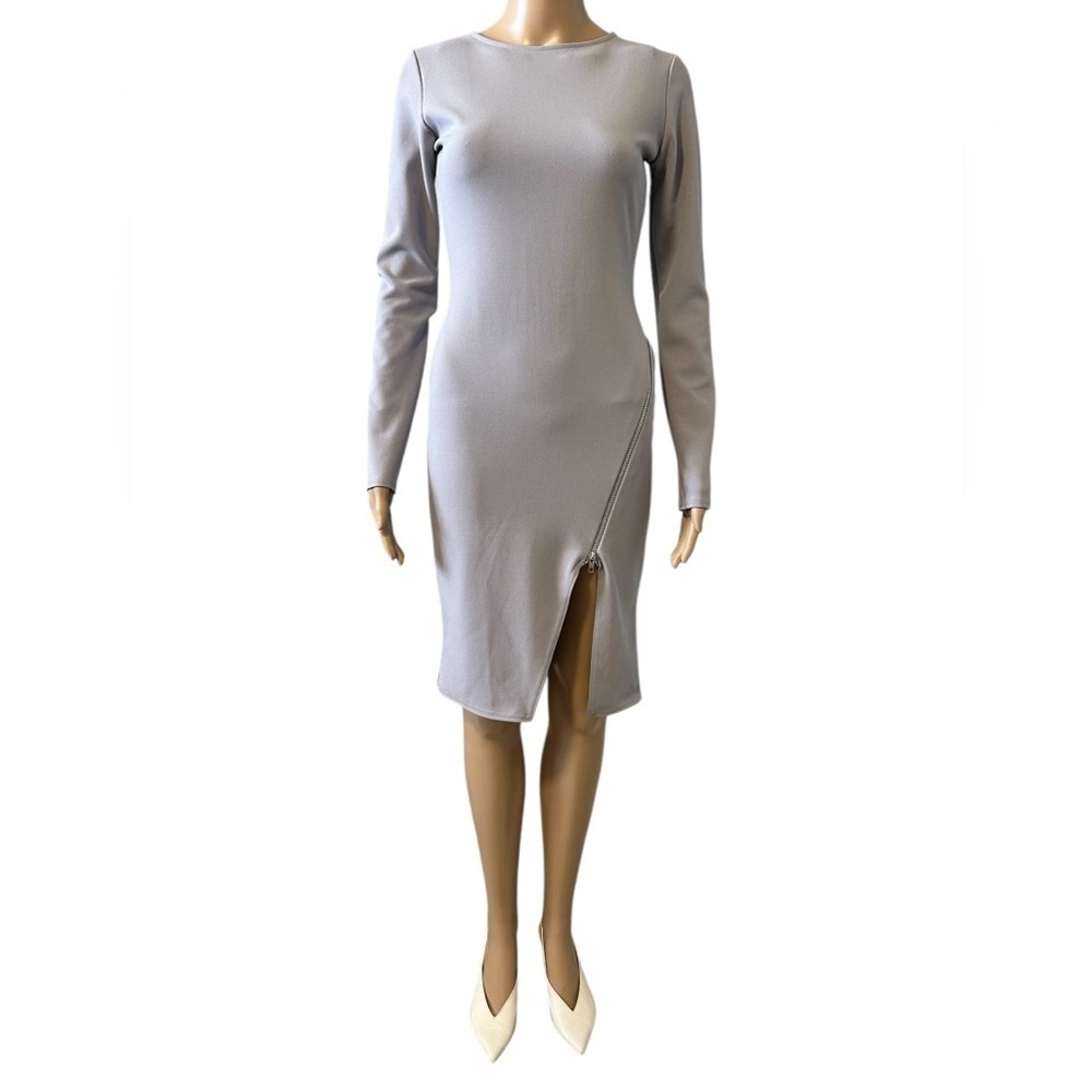 Missguided Elegant Gray Long Sleeve Dress